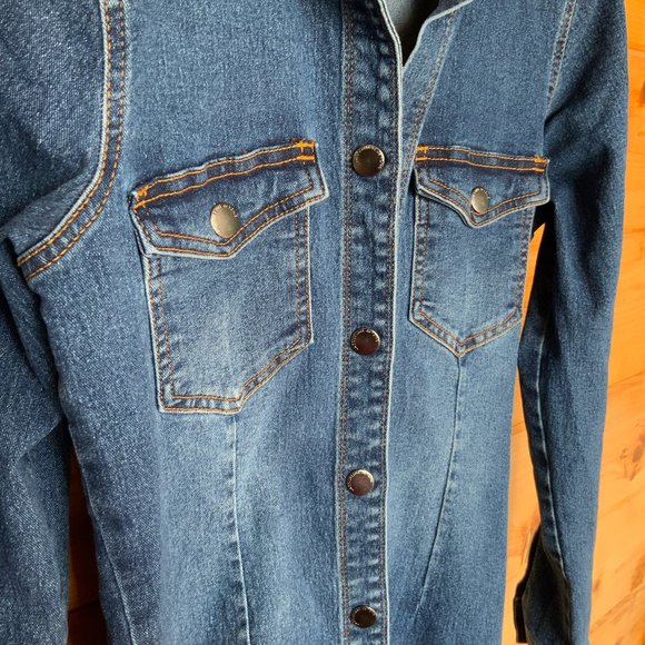 Jacqueline de YONG Denim Shirt Dress \ Medium - Picture 6 of 6